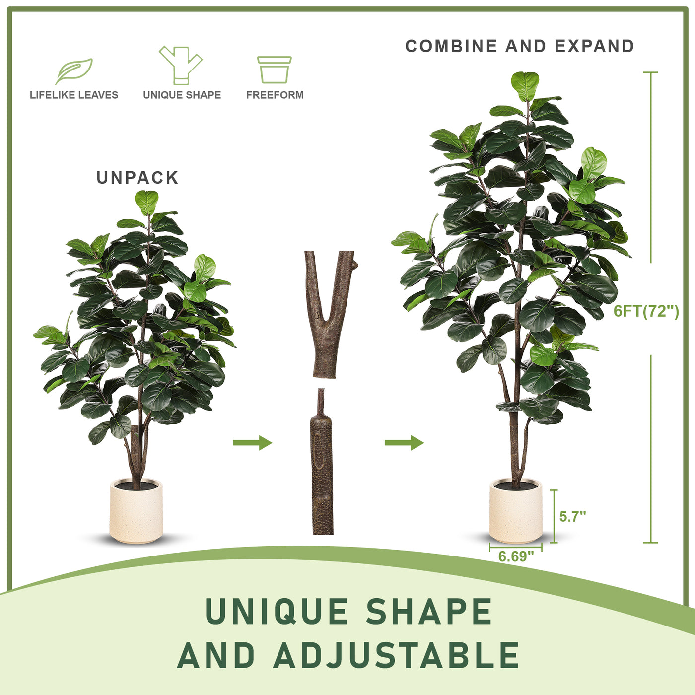 faux fiddle leaf fig tree 6ft 6FT Artificial Fiddle Leaf Fig Tree