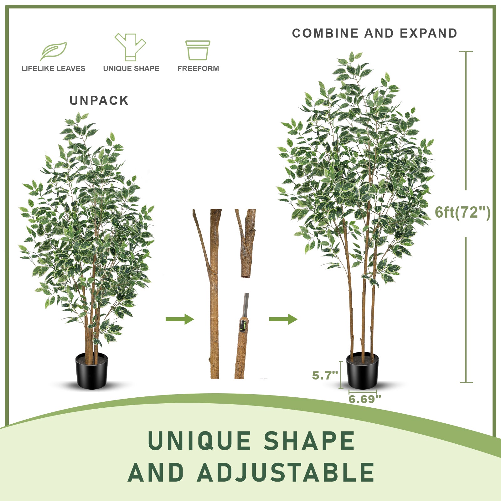 6FT Artificial Ficus Trees