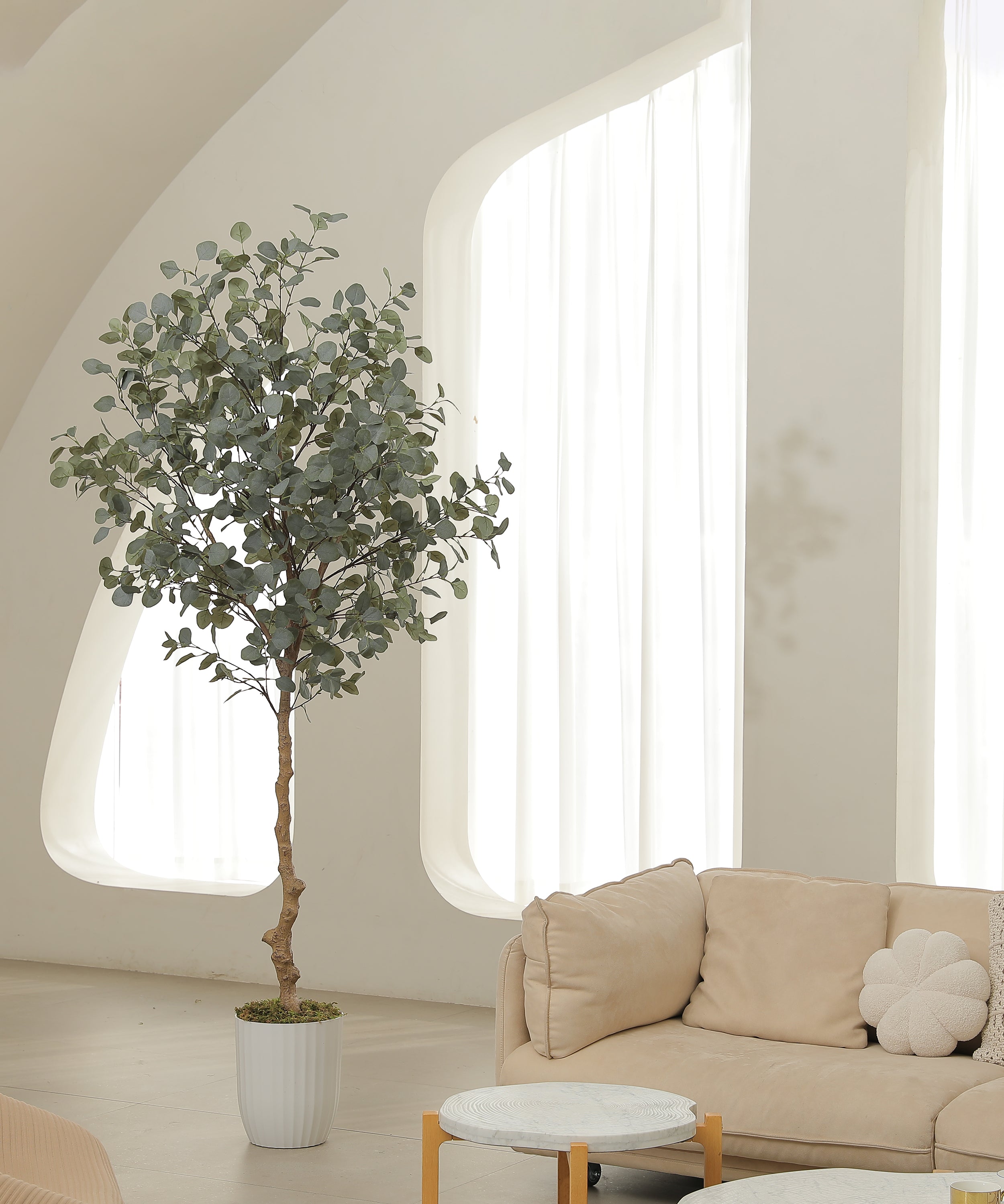 7FT-Faux Silver Dollar Eucalyptus Tree