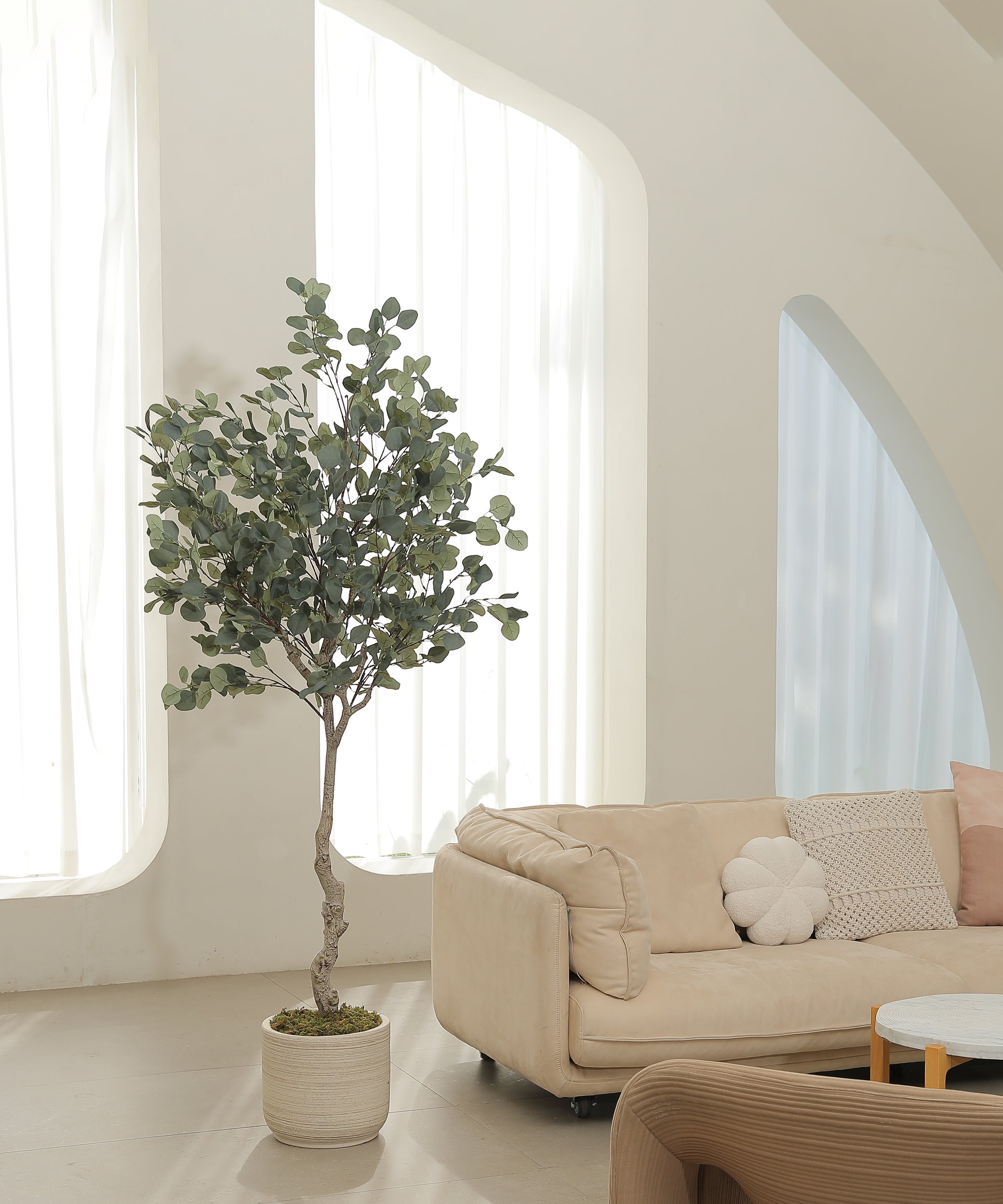 6FT-Faux Silver Dollar Eucalyptus Tree