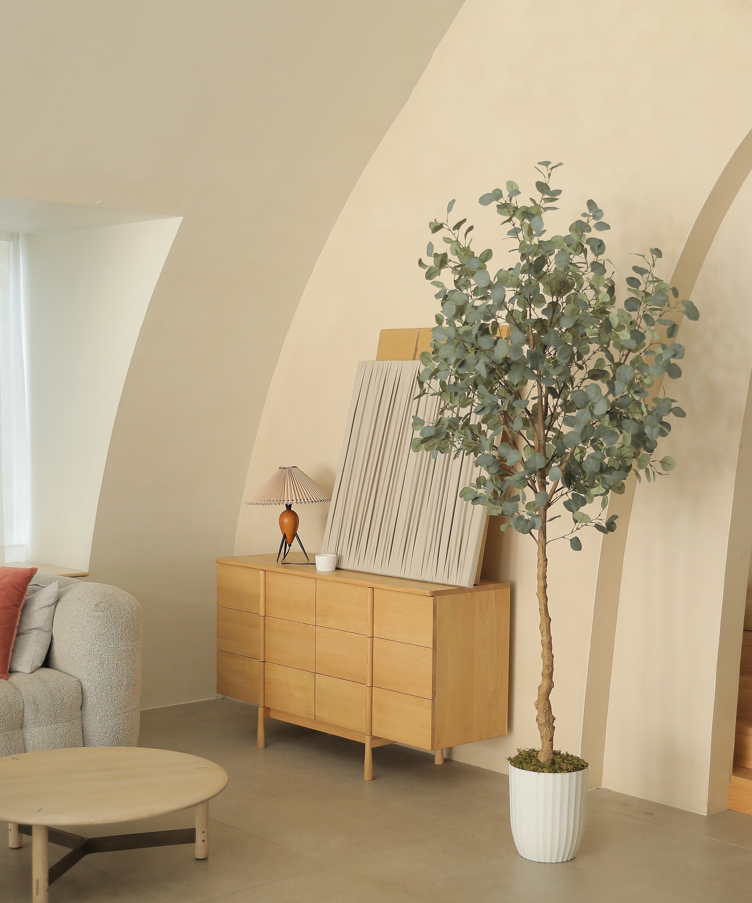 7FT-Faux Silver Dollar Eucalyptus Tree