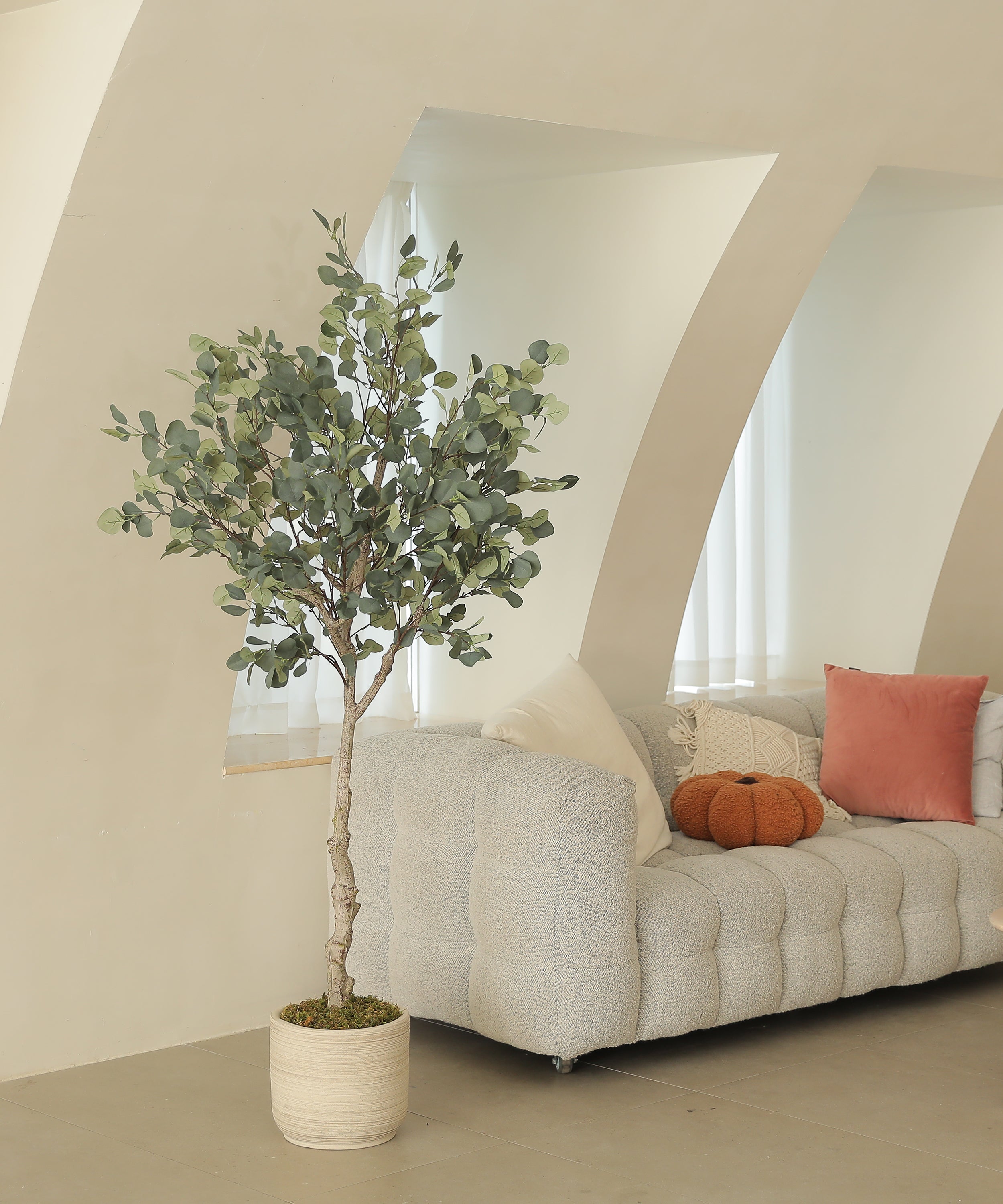 7FT-Faux Silver Dollar Eucalyptus Tree