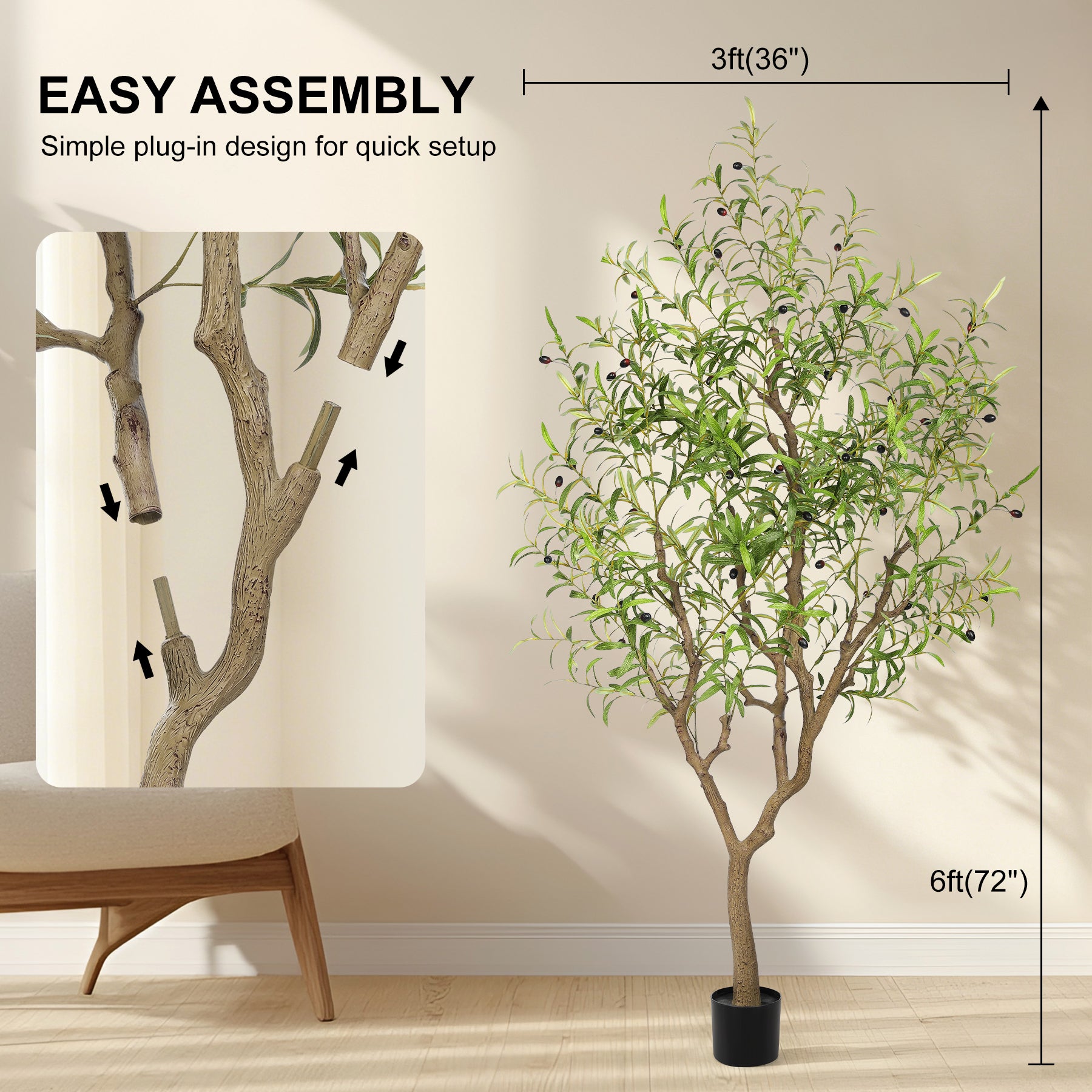 6FT Artificial  Olive Trees Branches