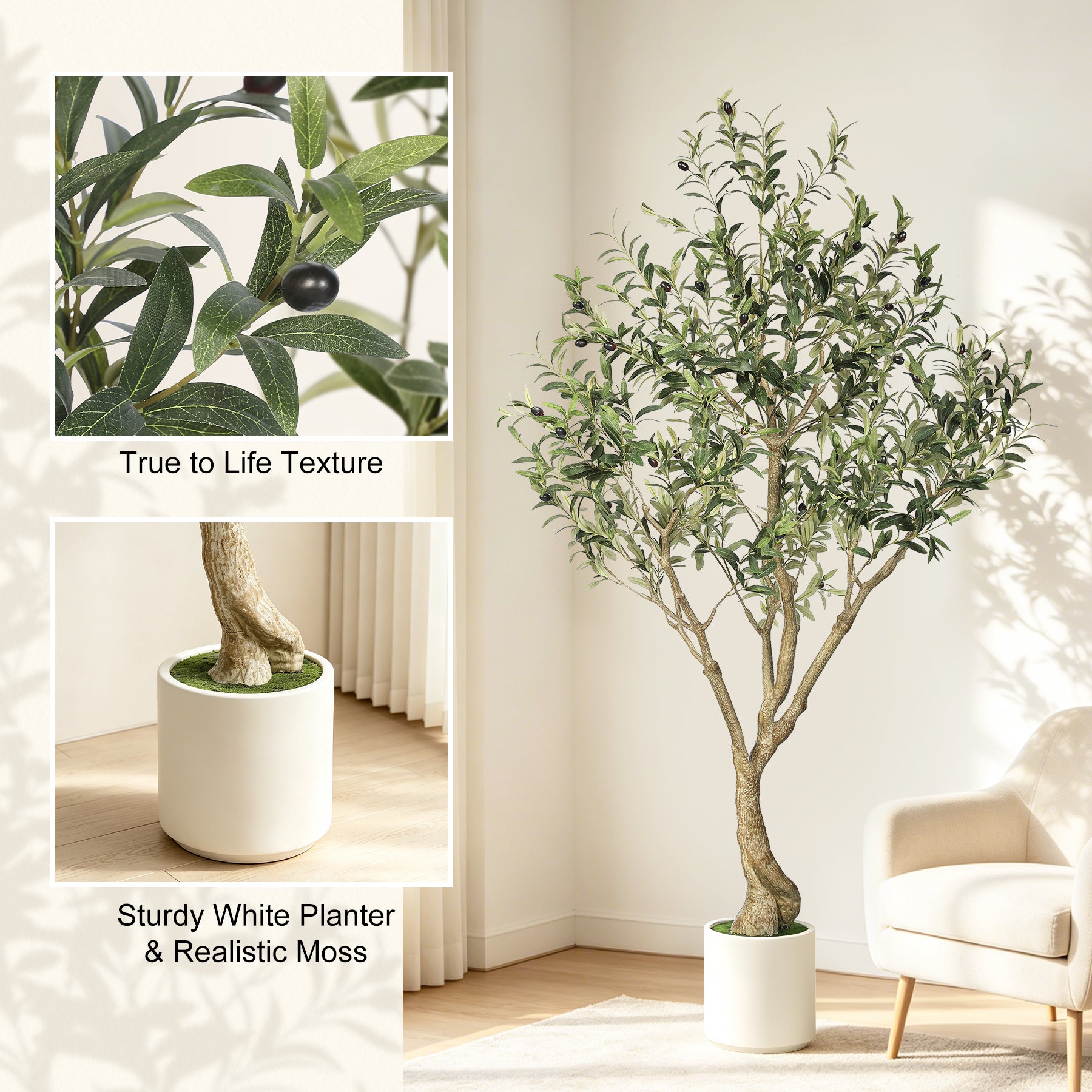 6FT Artificial Olive Trees with White Planter