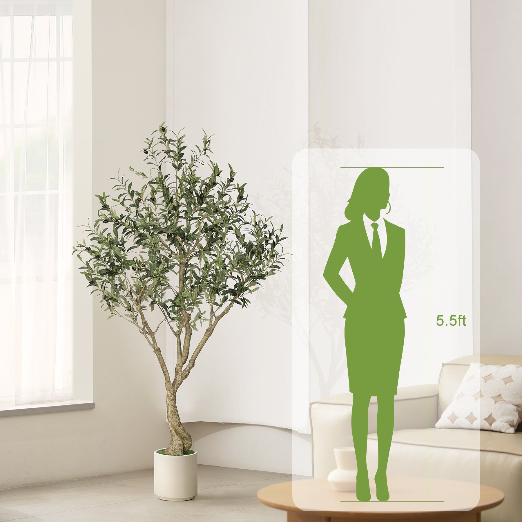6FT Artificial Olive Trees with White Planter