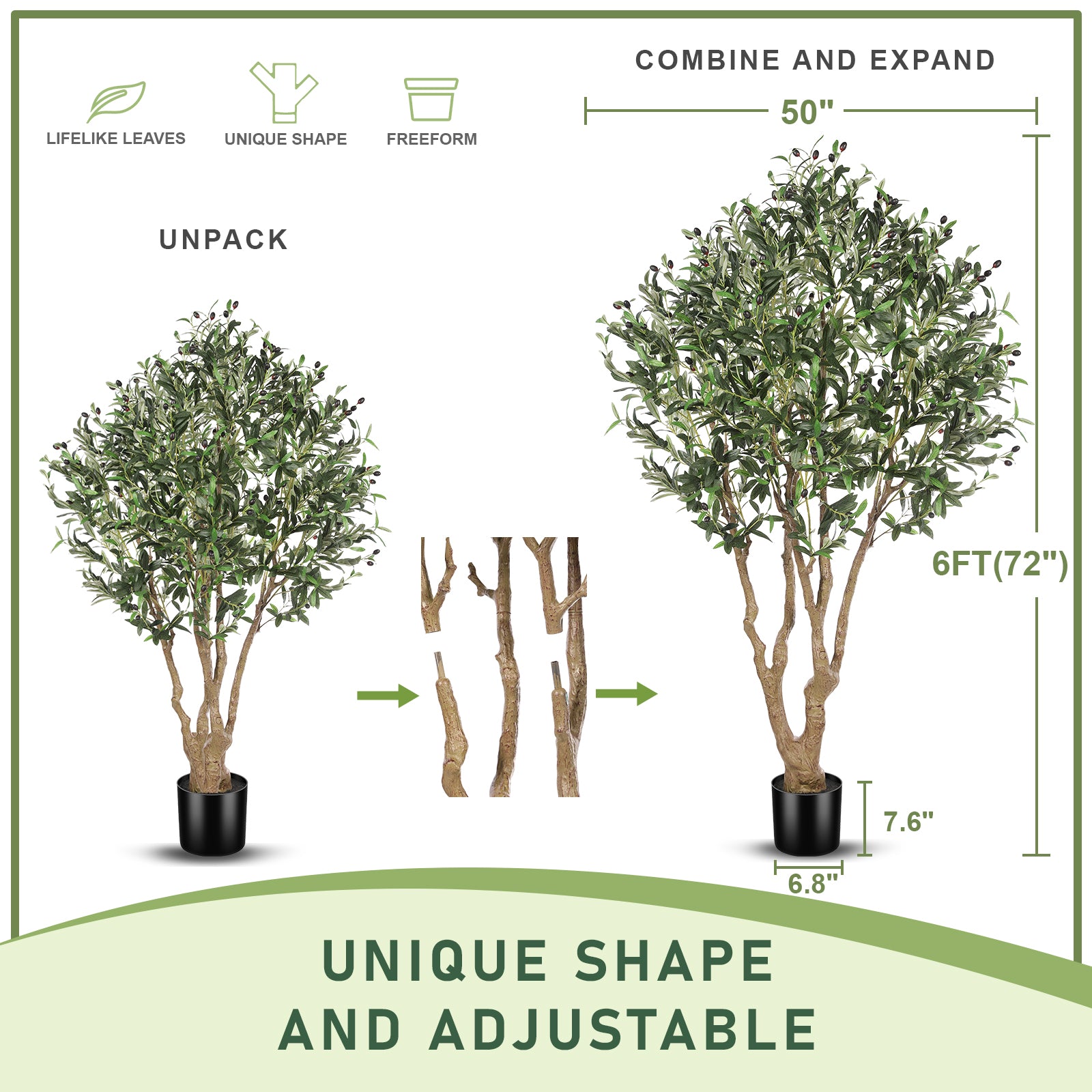 6FT Large Olive Tree Realistic Fruits