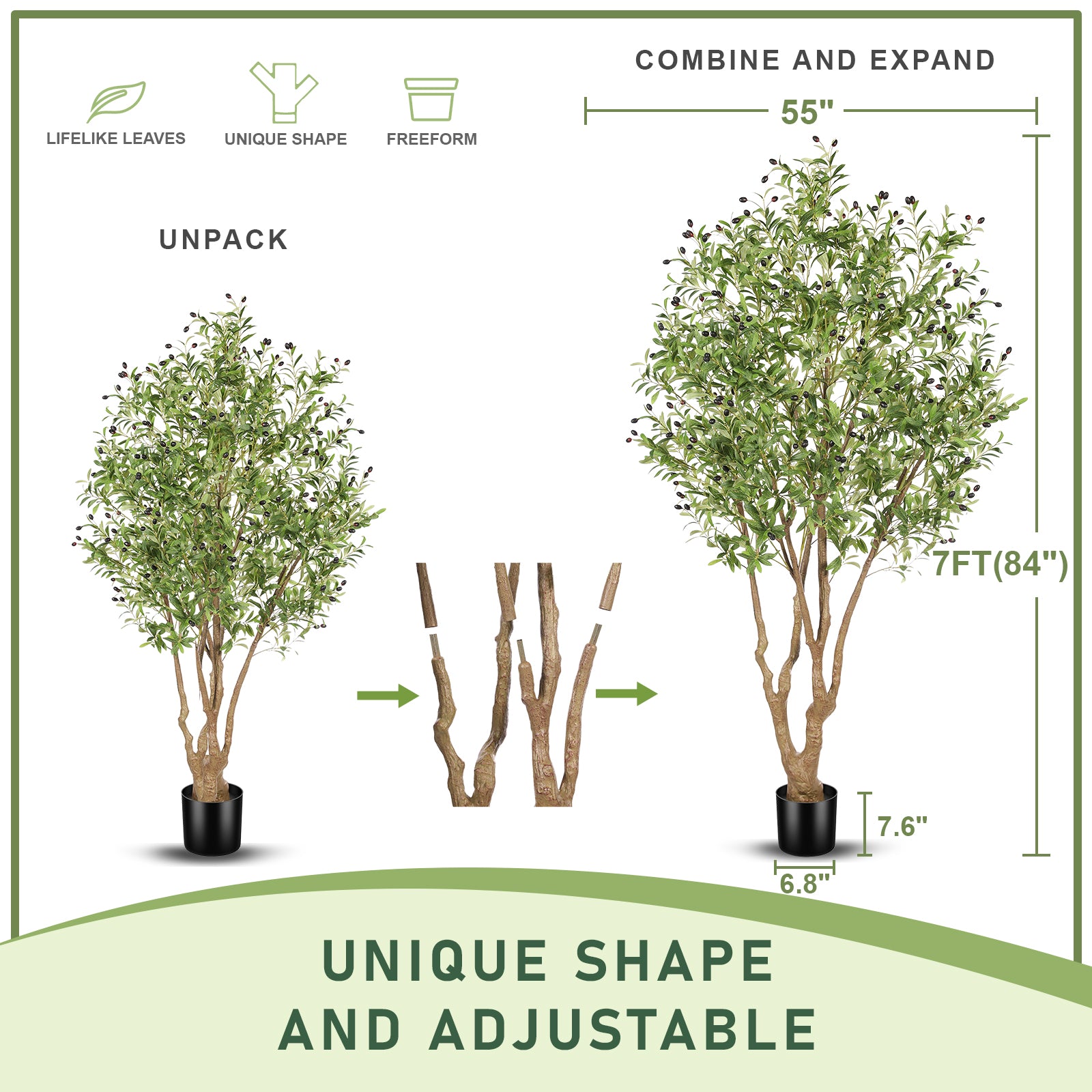 7FT Large Olive Tree Realistic Fruits