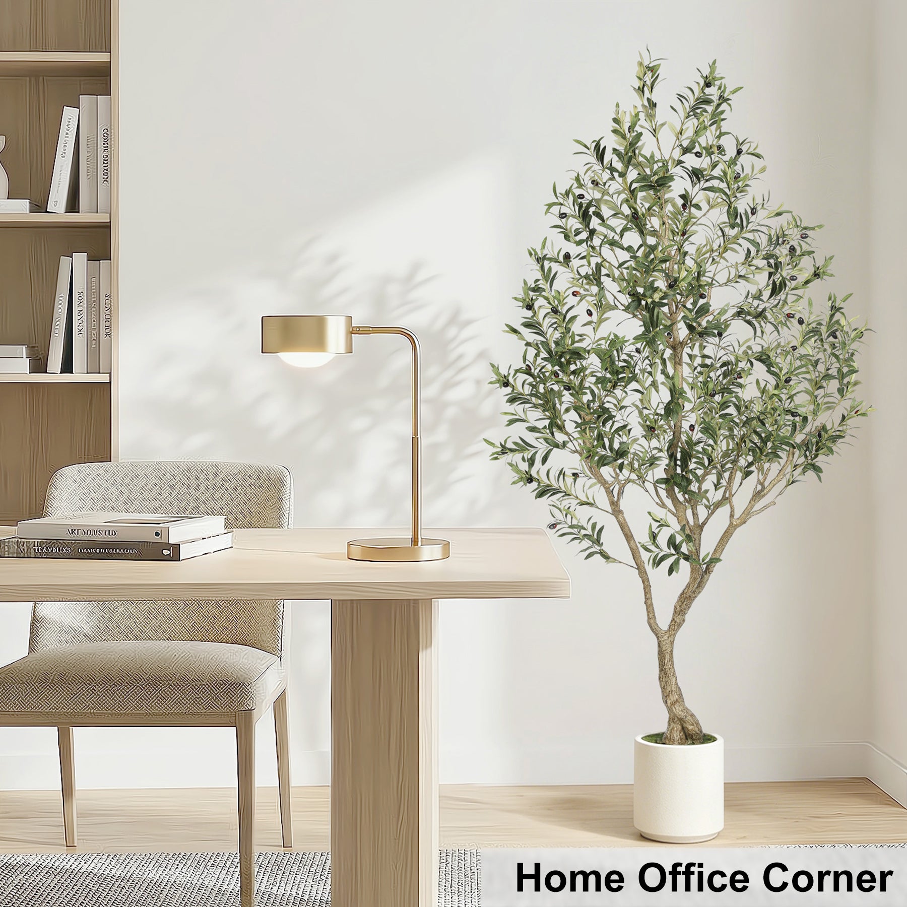 7ft Artificial Olive Trees with White Planter 