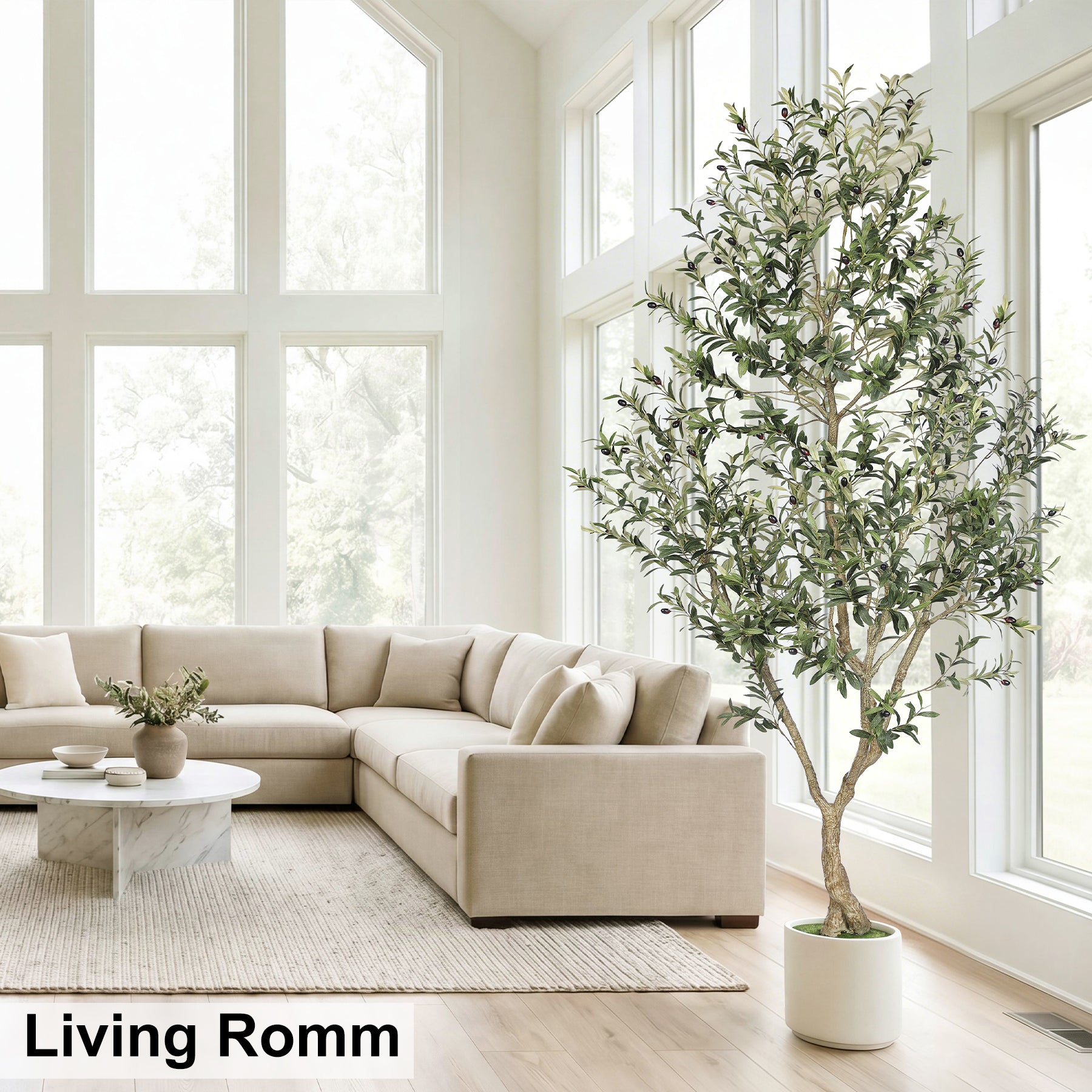 8FT Artificial Olive Trees with White Planter