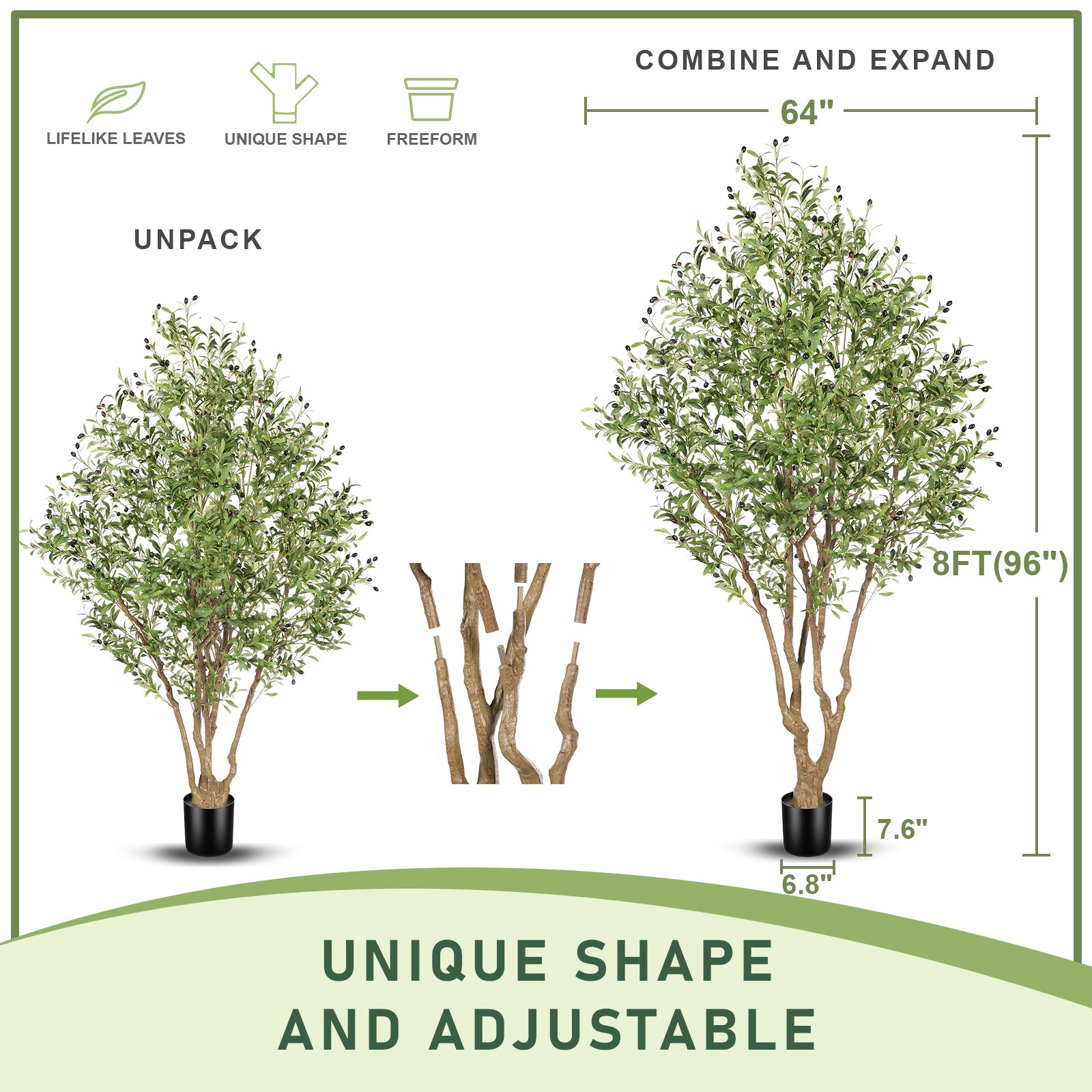8FT Large Olive Tree Realistic Fruits